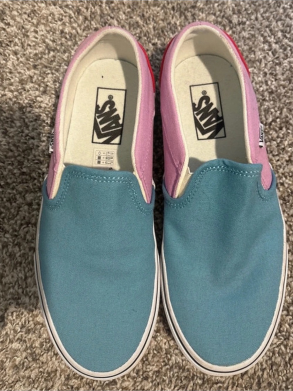 Vans Slip-On Sneakers in Teal Blue and Light Pink & Red Never Worn